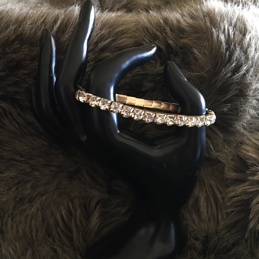 Vintage large clear rhinestone stretch bracelet